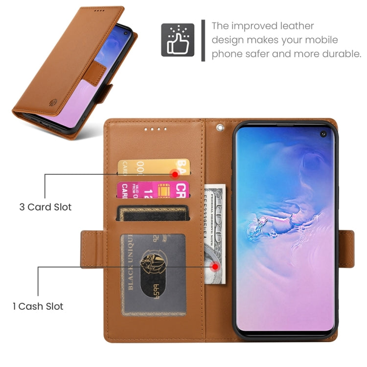 For Samsung Galaxy S10 Side Buckle Magnetic Frosted Leather Phone Case