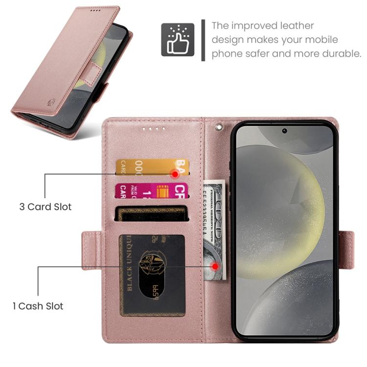 For Samsung Galaxy S25 5G Side Buckle Magnetic Frosted Leather Phone Case