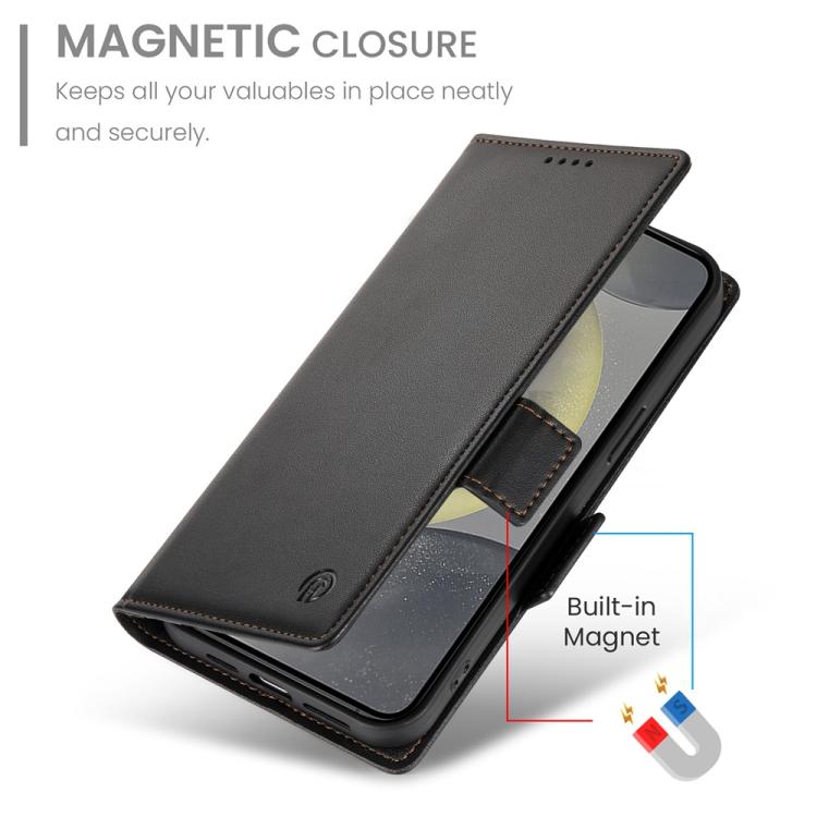 For Samsung Galaxy S25 5G Side Buckle Magnetic Frosted Leather Phone Case