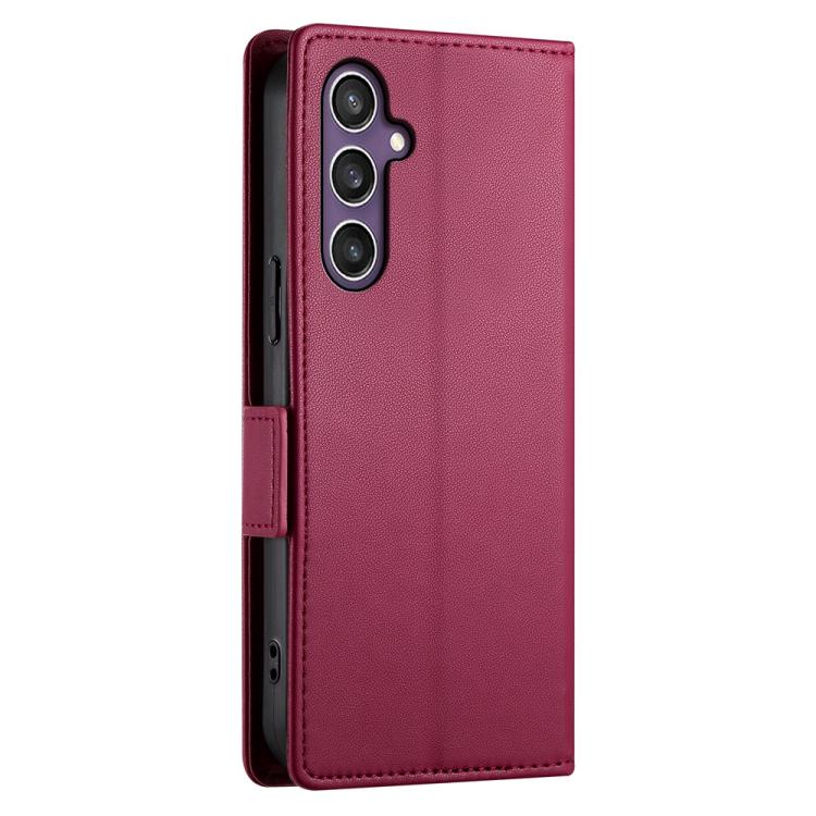 For Samsung Galaxy S25 5G Side Buckle Magnetic Frosted Leather Phone Case