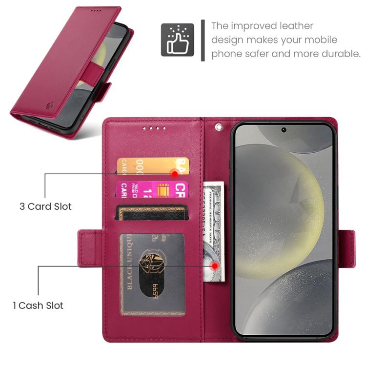 For Samsung Galaxy S25 5G Side Buckle Magnetic Frosted Leather Phone Case