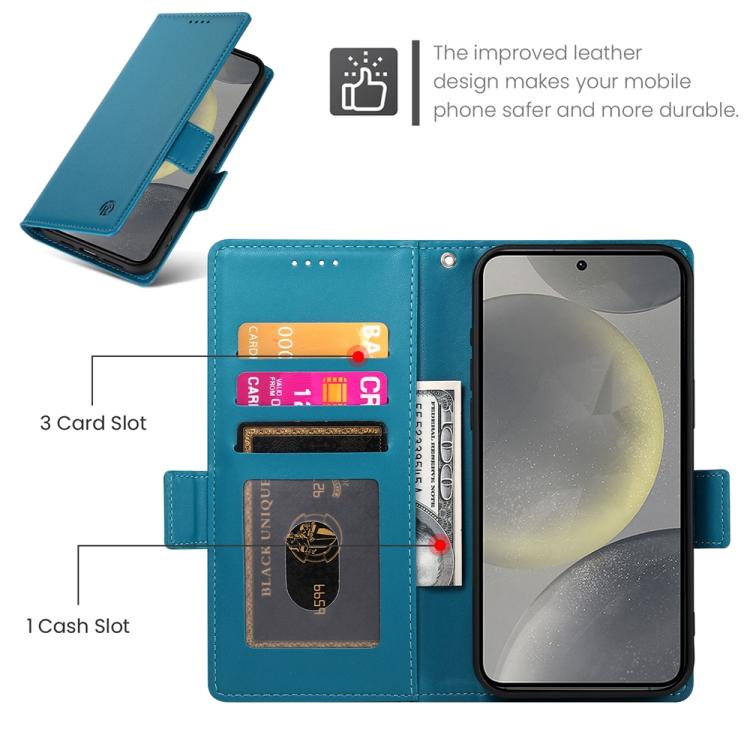 For Samsung Galaxy S25 5G Side Buckle Magnetic Frosted Leather Phone Case