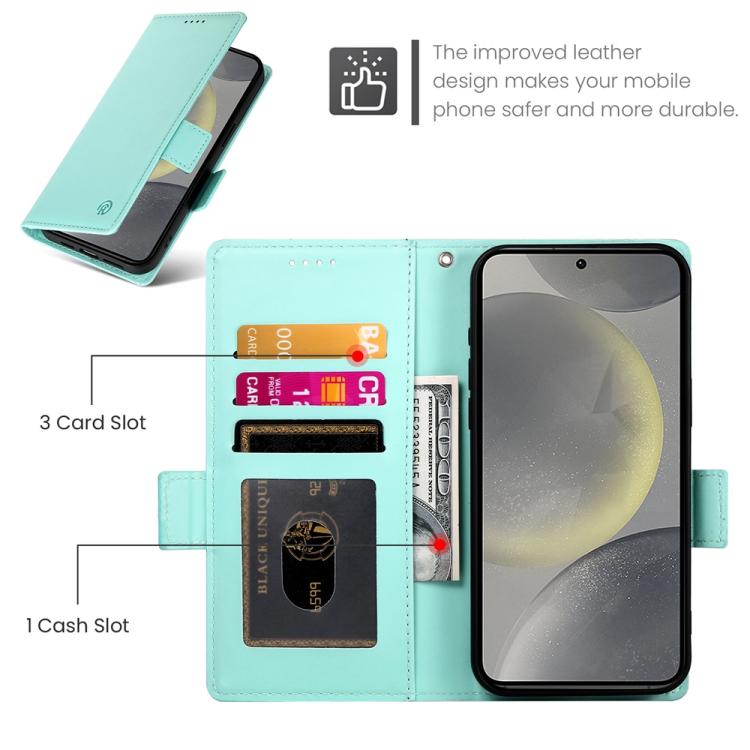 For Samsung Galaxy S25 5G Side Buckle Magnetic Frosted Leather Phone Case