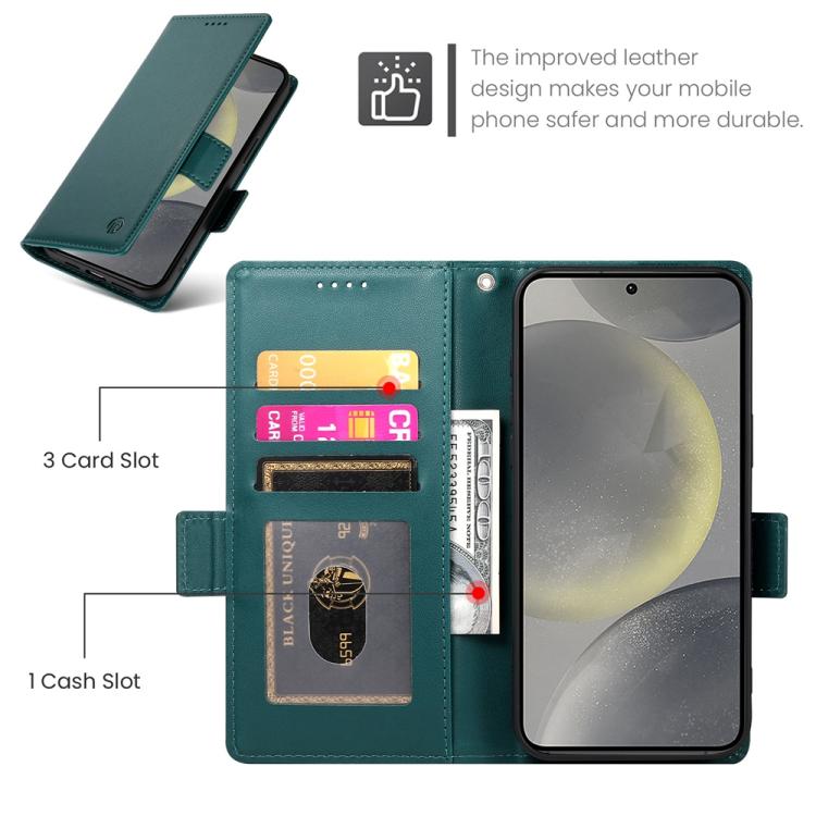 For Samsung Galaxy S25 5G Side Buckle Magnetic Frosted Leather Phone Case