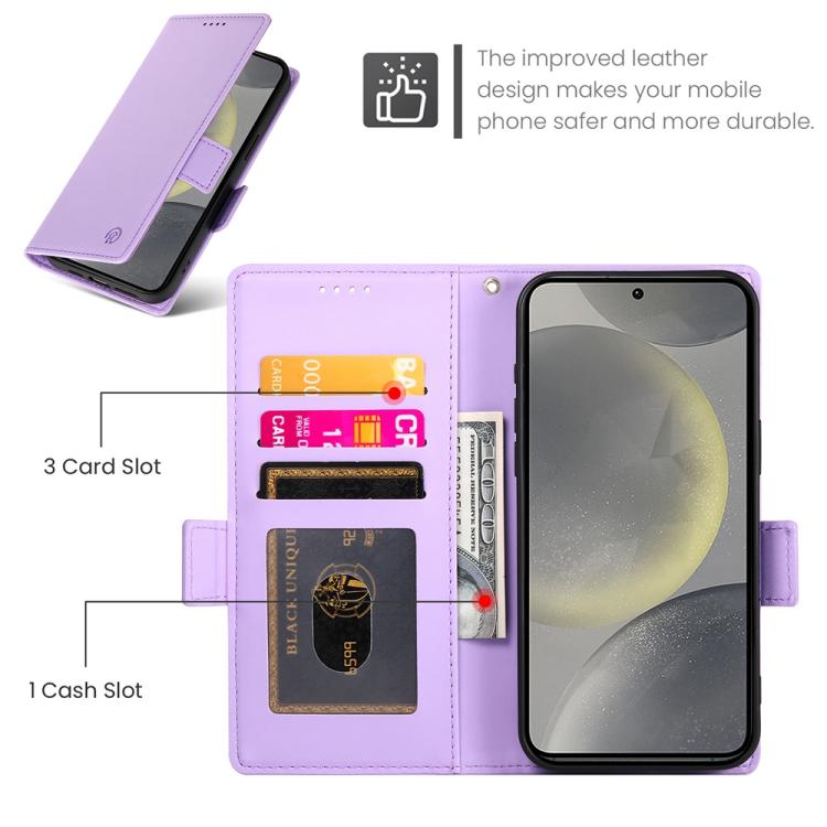 For Samsung Galaxy S25 5G Side Buckle Magnetic Frosted Leather Phone Case