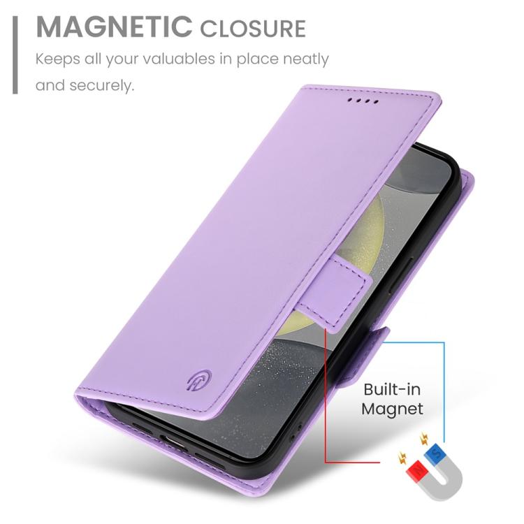 For Samsung Galaxy S25 5G Side Buckle Magnetic Frosted Leather Phone Case