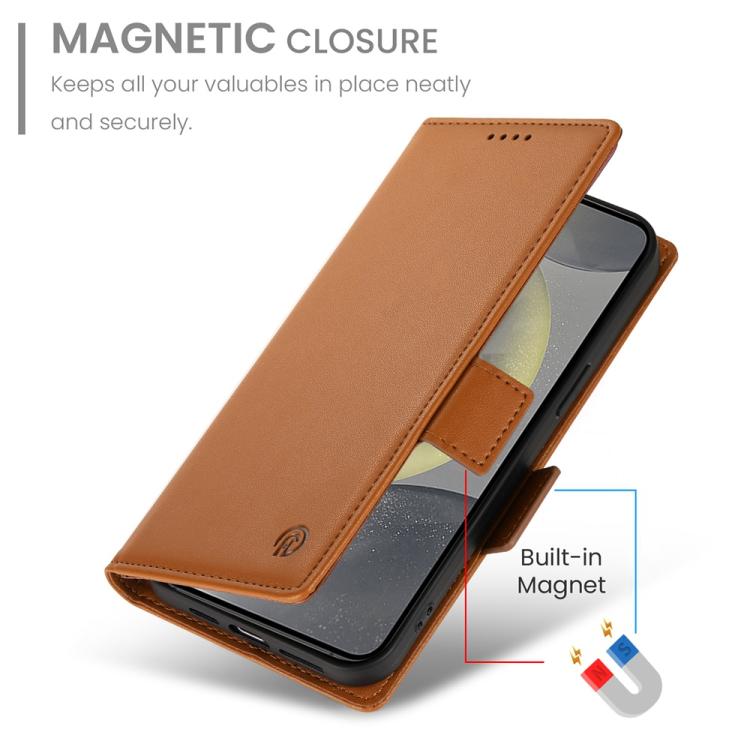 For Samsung Galaxy S25 5G Side Buckle Magnetic Frosted Leather Phone Case