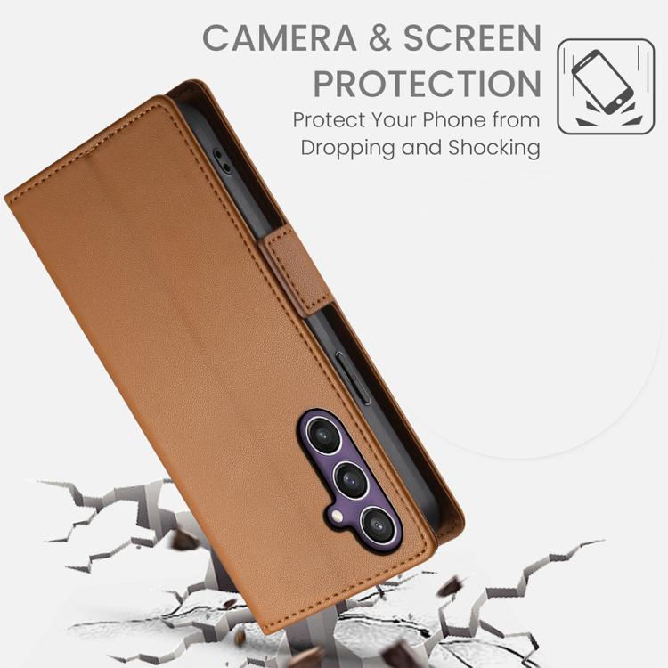 For Samsung Galaxy S25 5G Side Buckle Magnetic Frosted Leather Phone Case
