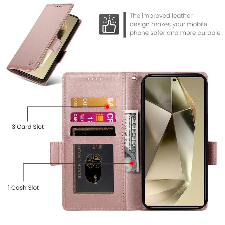 For Samsung Galaxy S25 Ultra 5G Side Buckle Magnetic Frosted Leather Phone Case