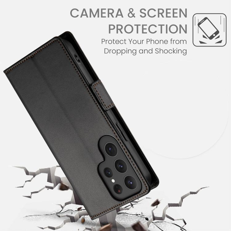 For Samsung Galaxy S25 Ultra 5G Side Buckle Magnetic Frosted Leather Phone Case