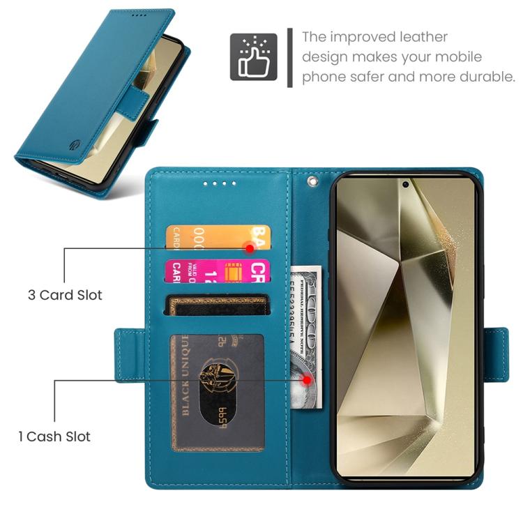 For Samsung Galaxy S25 Ultra 5G Side Buckle Magnetic Frosted Leather Phone Case