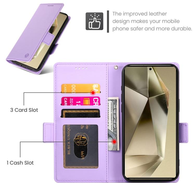 For Samsung Galaxy S25 Ultra 5G Side Buckle Magnetic Frosted Leather Phone Case