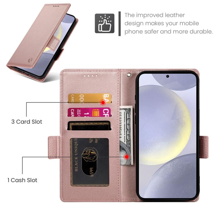 For Samsung Galaxy S25 Edge 5G Side Buckle Magnetic Frosted Leather Phone Case