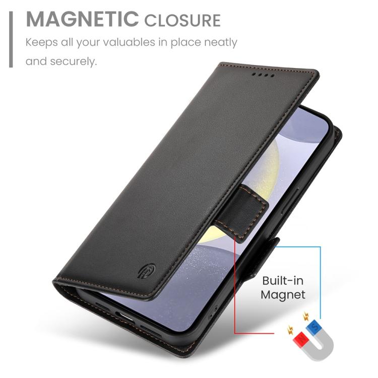 For Samsung Galaxy S25 Edge 5G Side Buckle Magnetic Frosted Leather Phone Case