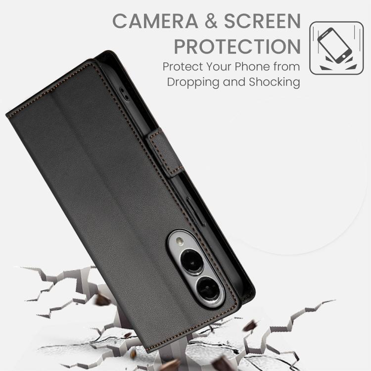 For Samsung Galaxy S25 Edge 5G Side Buckle Magnetic Frosted Leather Phone Case