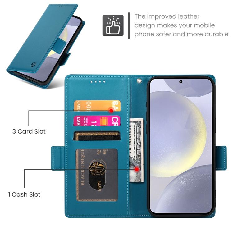 For Samsung Galaxy S25 Edge 5G Side Buckle Magnetic Frosted Leather Phone Case