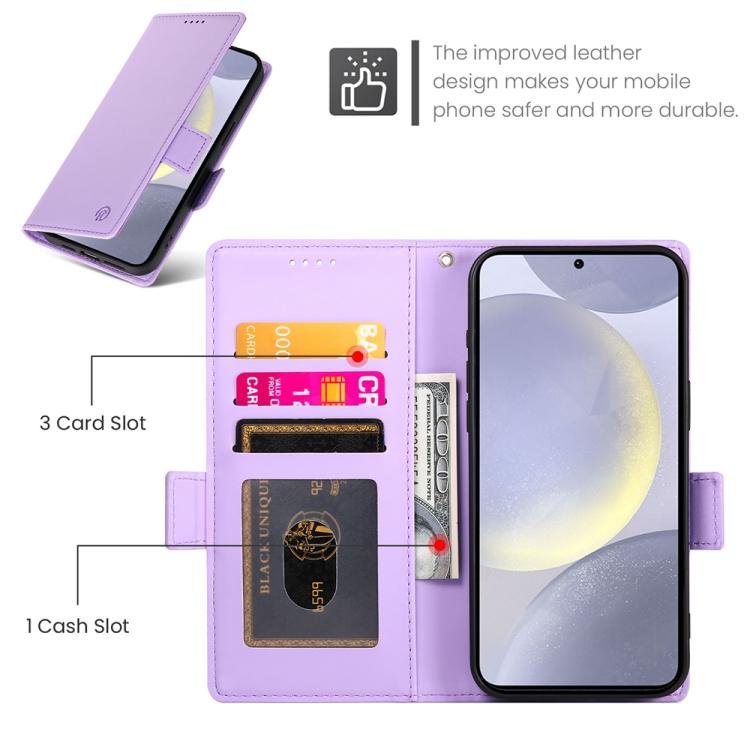 For Samsung Galaxy S25 Edge 5G Side Buckle Magnetic Frosted Leather Phone Case