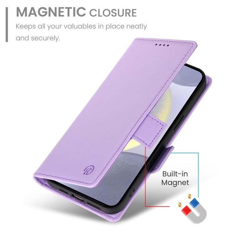 For Samsung Galaxy S25 Edge 5G Side Buckle Magnetic Frosted Leather Phone Case