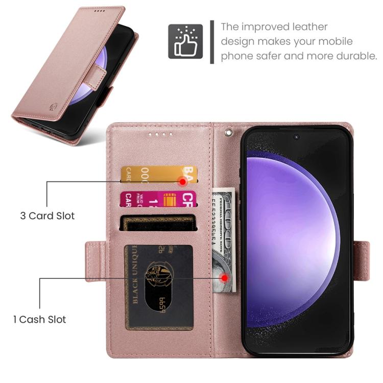 For Samsung Galaxy S25 FE 5G Side Buckle Magnetic Frosted Leather Phone Case