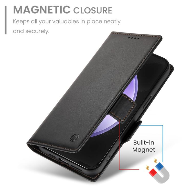 For Samsung Galaxy S25 FE 5G Side Buckle Magnetic Frosted Leather Phone Case