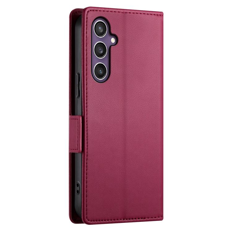 For Samsung Galaxy S25 FE 5G Side Buckle Magnetic Frosted Leather Phone Case