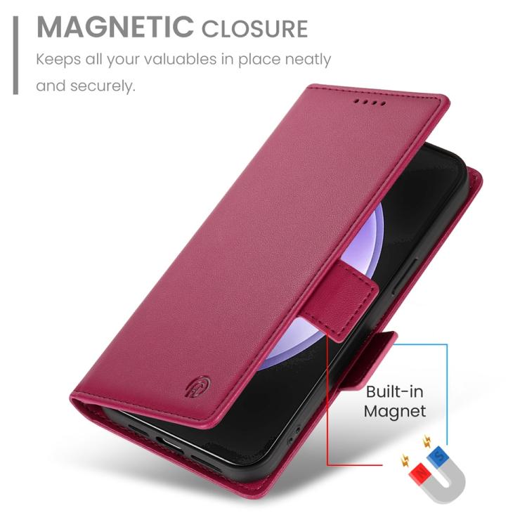 For Samsung Galaxy S25 FE 5G Side Buckle Magnetic Frosted Leather Phone Case