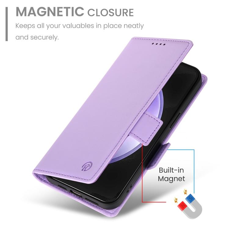For Samsung Galaxy S25 FE 5G Side Buckle Magnetic Frosted Leather Phone Case