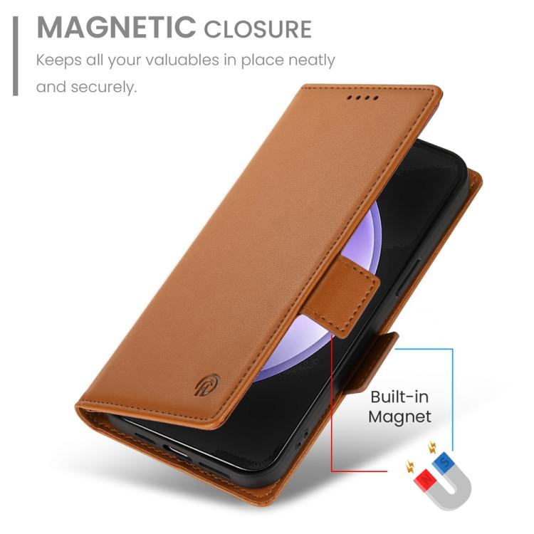 For Samsung Galaxy S25 FE 5G Side Buckle Magnetic Frosted Leather Phone Case