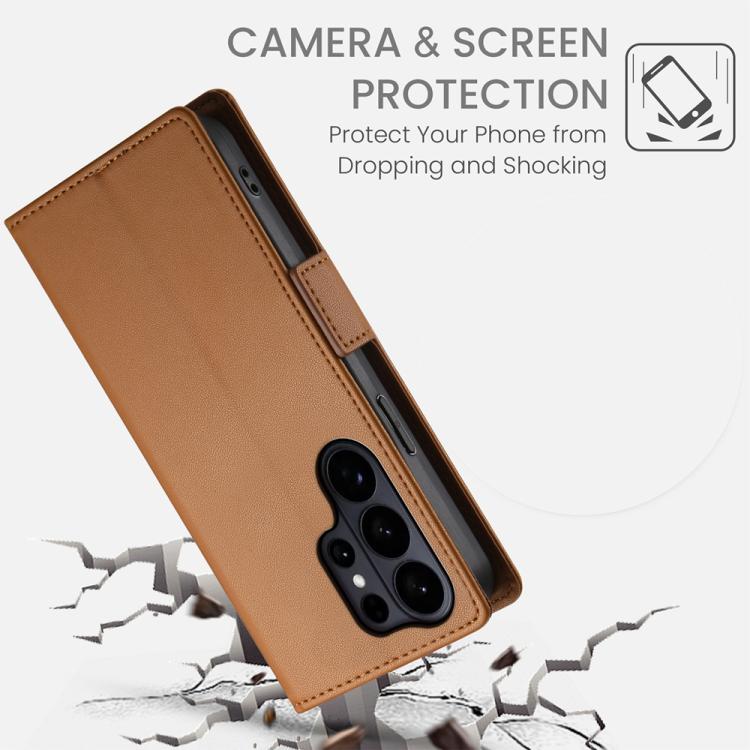 For Samsung Galaxy S26 Ultra 5G Side Buckle Magnetic Frosted Leather Phone Case