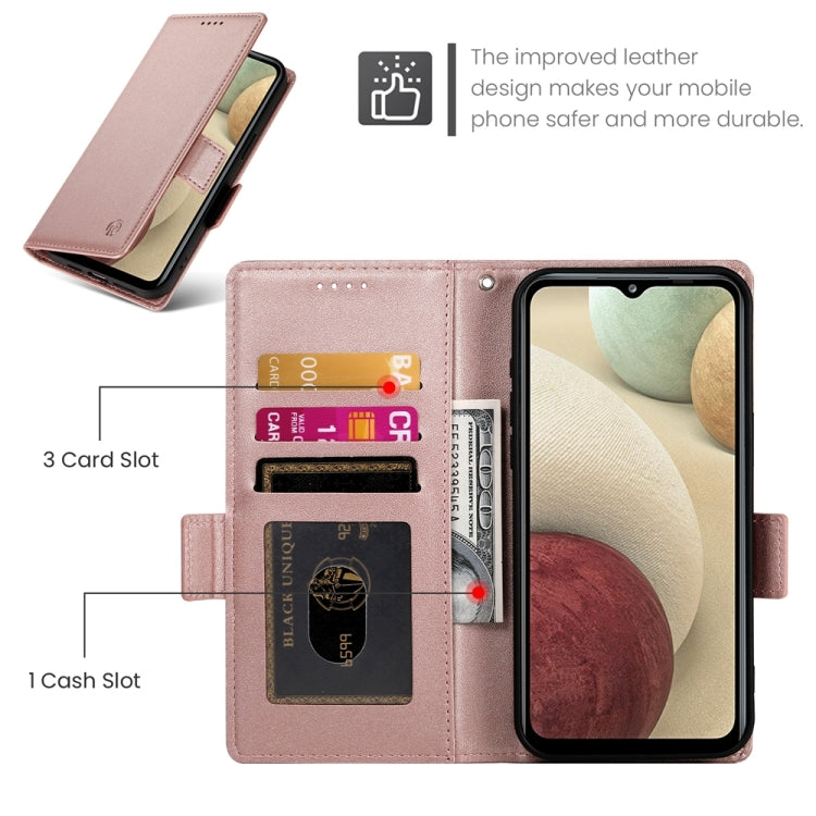 For Samsung Galaxy A12 5G / M12 Side Buckle Magnetic Frosted Leather Phone Case