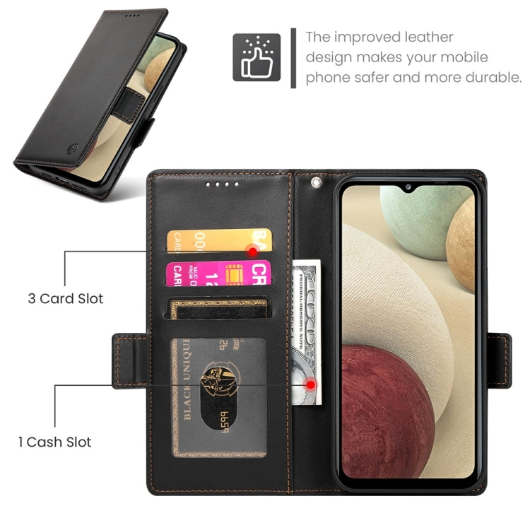 For Samsung Galaxy A12 5G / M12 Side Buckle Magnetic Frosted Leather Phone Case