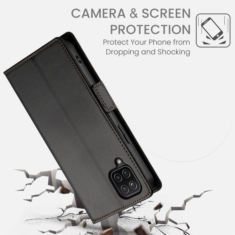 For Samsung Galaxy A12 5G / M12 Side Buckle Magnetic Frosted Leather Phone Case