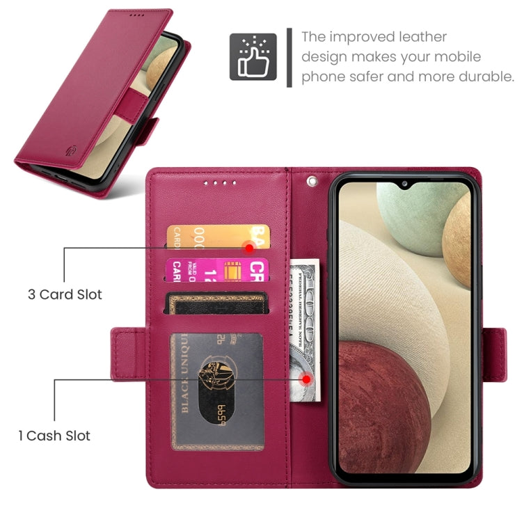 For Samsung Galaxy A12 5G / M12 Side Buckle Magnetic Frosted Leather Phone Case