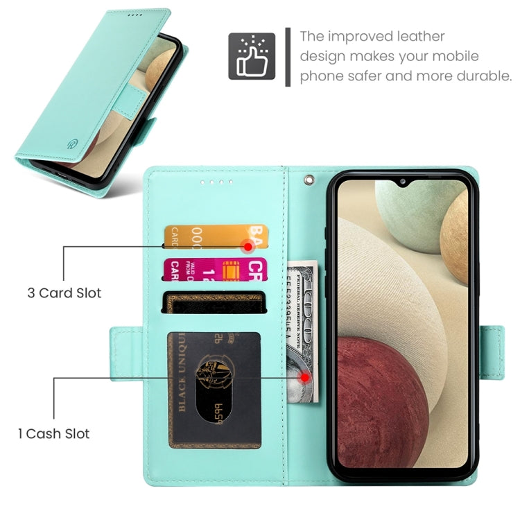 For Samsung Galaxy A12 5G / M12 Side Buckle Magnetic Frosted Leather Phone Case