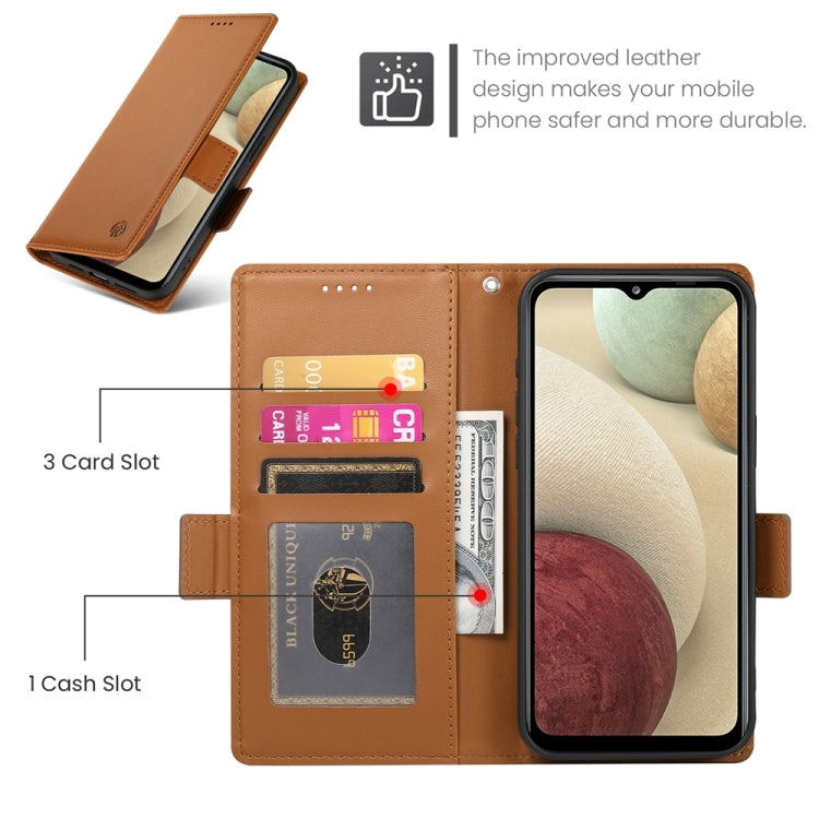 For Samsung Galaxy A12 5G / M12 Side Buckle Magnetic Frosted Leather Phone Case