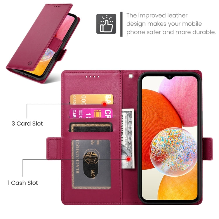 For Samsung Galaxy A14 4G / 5G Side Buckle Magnetic Frosted Leather Phone Case