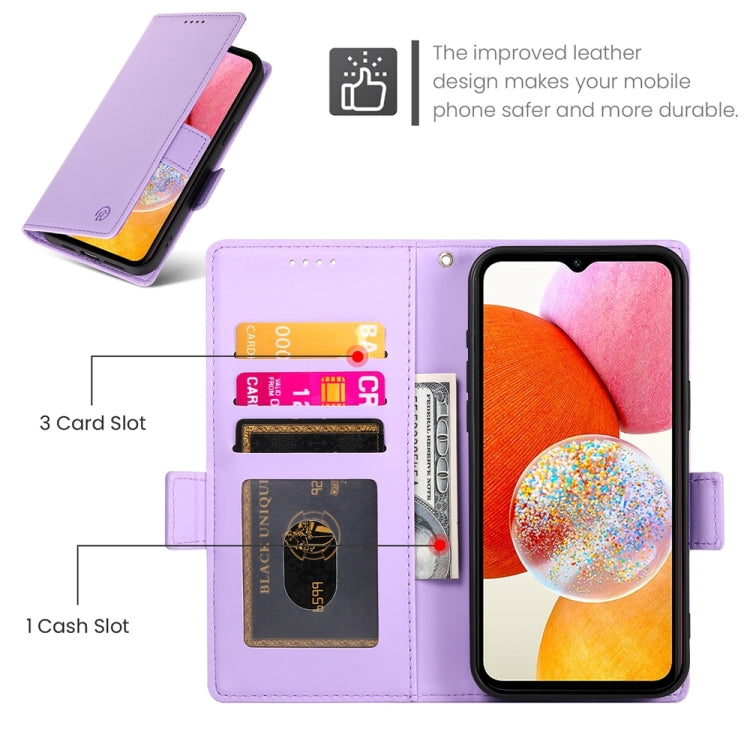 For Samsung Galaxy A14 4G / 5G Side Buckle Magnetic Frosted Leather Phone Case