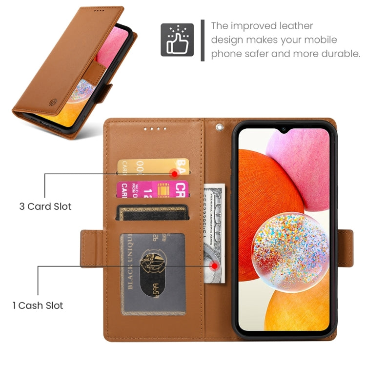 For Samsung Galaxy A14 4G / 5G Side Buckle Magnetic Frosted Leather Phone Case
