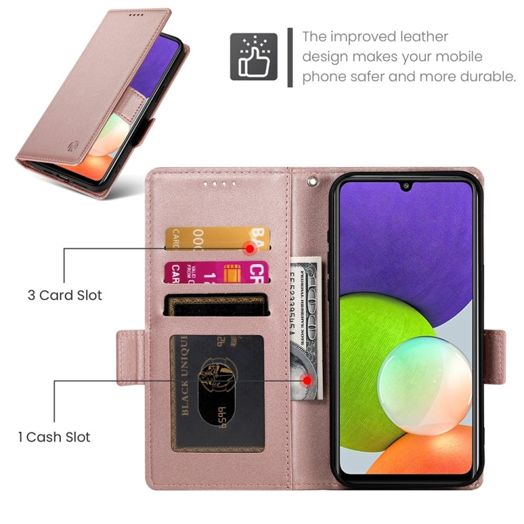 For Samsung Galaxy A22 4G Side Buckle Magnetic Frosted Leather Phone Case