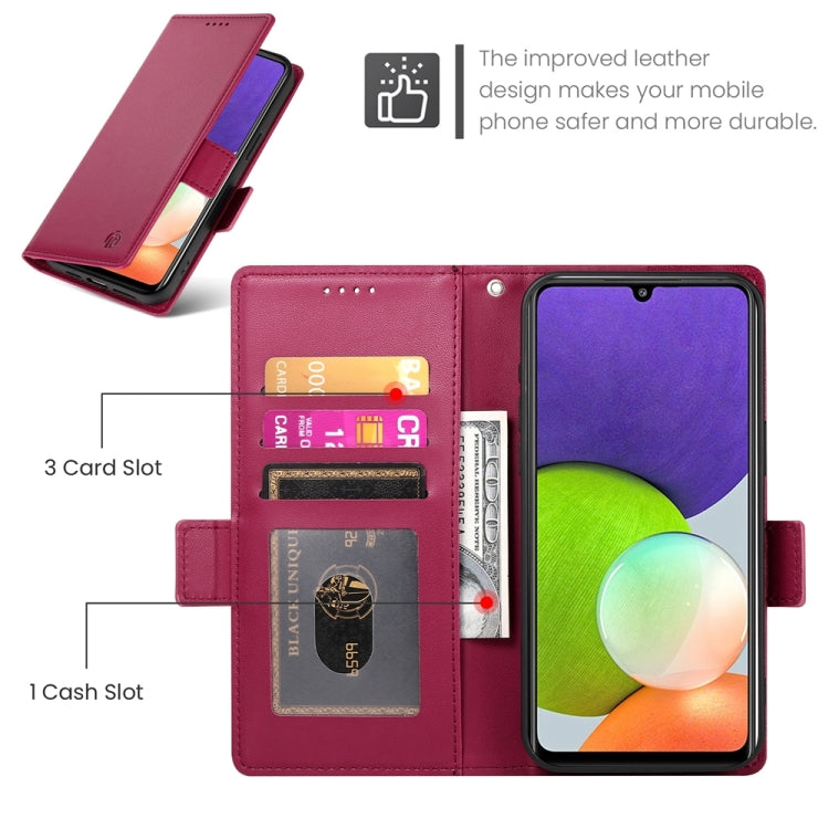 For Samsung Galaxy A22 4G Side Buckle Magnetic Frosted Leather Phone Case