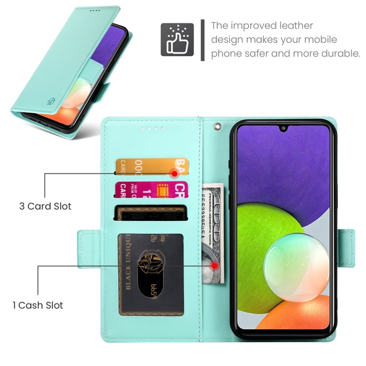 For Samsung Galaxy A22 4G Side Buckle Magnetic Frosted Leather Phone Case