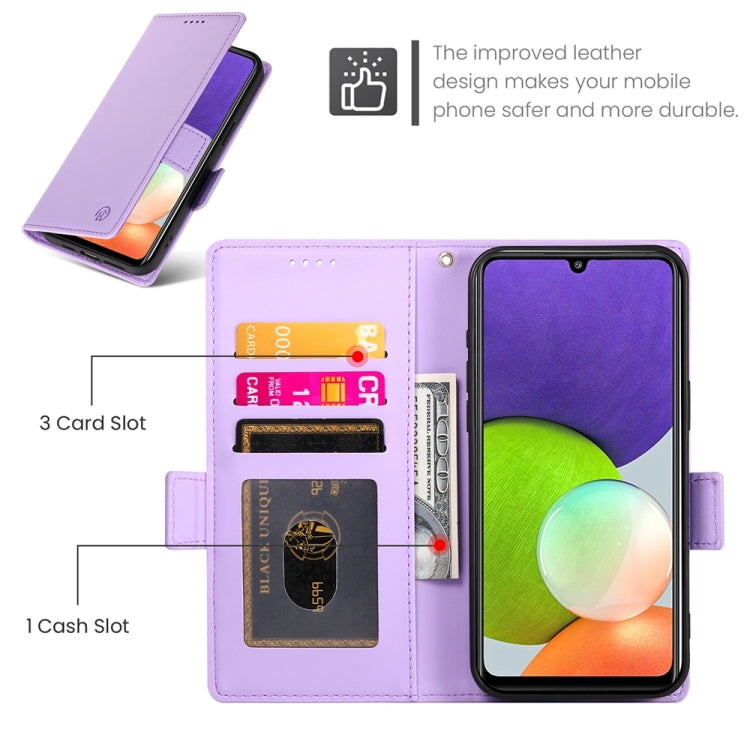 For Samsung Galaxy A22 4G Side Buckle Magnetic Frosted Leather Phone Case