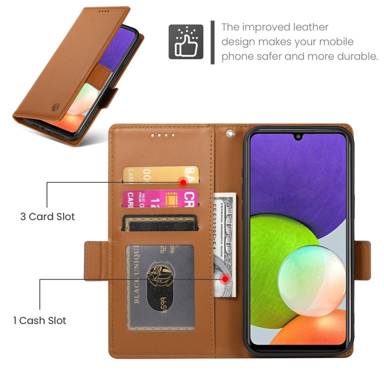 For Samsung Galaxy A22 4G Side Buckle Magnetic Frosted Leather Phone Case