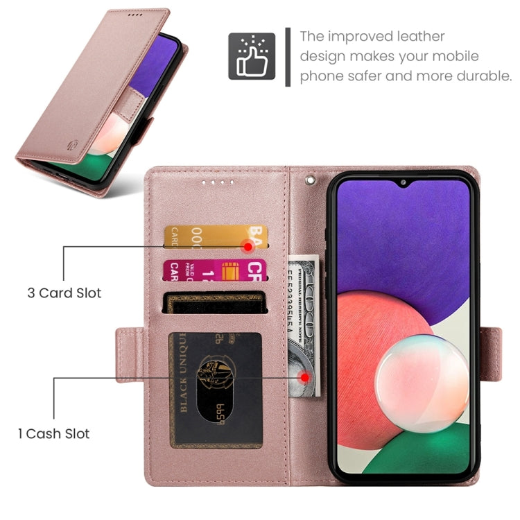 For Samsung Galaxy A22 5G / F42 5G Side Buckle Magnetic Frosted Leather Phone Case