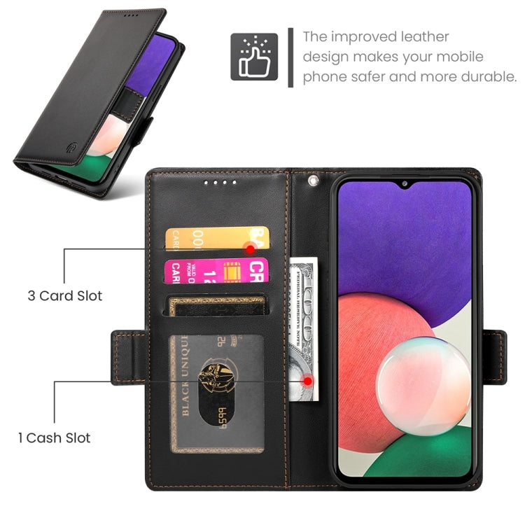 For Samsung Galaxy A22 5G / F42 5G Side Buckle Magnetic Frosted Leather Phone Case