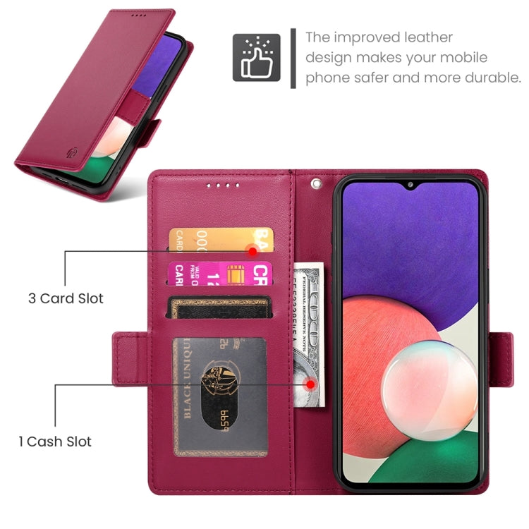 For Samsung Galaxy A22 5G / F42 5G Side Buckle Magnetic Frosted Leather Phone Case