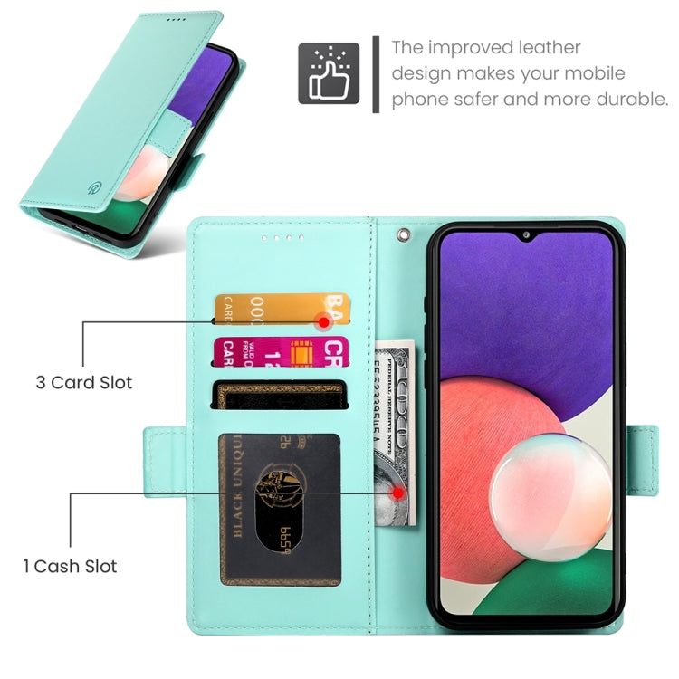 For Samsung Galaxy A22 5G / F42 5G Side Buckle Magnetic Frosted Leather Phone Case