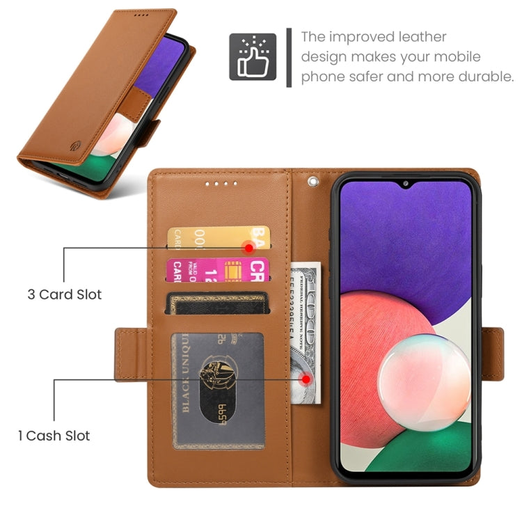 For Samsung Galaxy A22 5G / F42 5G Side Buckle Magnetic Frosted Leather Phone Case