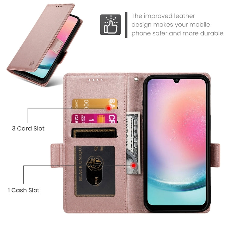 For Samsung Galaxy A24 4G Global Side Buckle Magnetic Frosted Leather Phone Case