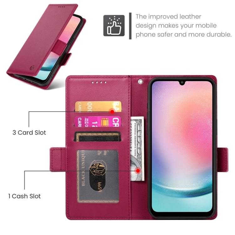 For Samsung Galaxy A24 4G Global Side Buckle Magnetic Frosted Leather Phone Case